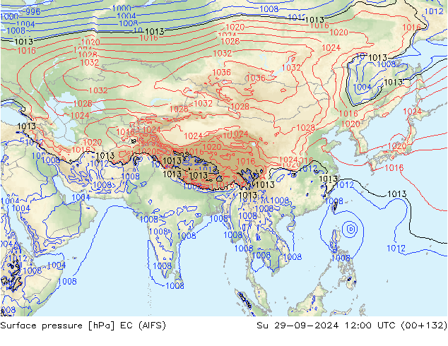 pression de l'air EC (AIFS) dim 29.09.2024 12 UTC