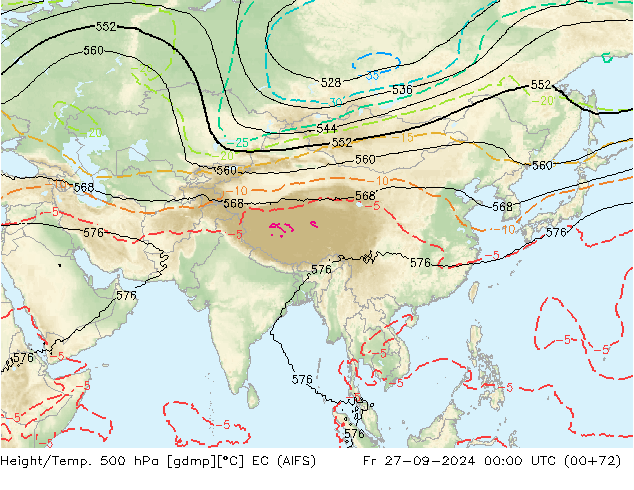 Height/Temp. 500 hPa EC (AIFS) ven 27.09.2024 00 UTC