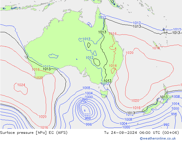 pression de l'air EC (AIFS) mar 24.09.2024 06 UTC