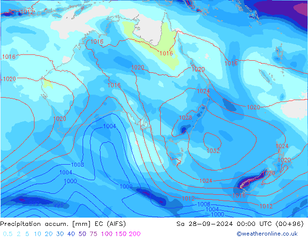 Totale neerslag EC (AIFS) za 28.09.2024 00 UTC
