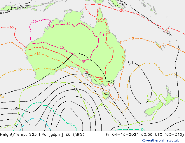 Height/Temp. 925 hPa EC (AIFS) Fr 04.10.2024 00 UTC