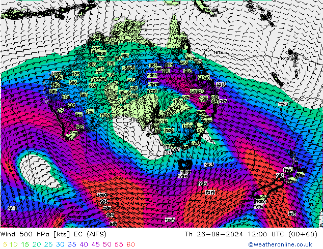 Wind 500 hPa EC (AIFS) Th 26.09.2024 12 UTC