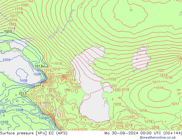 приземное давление EC (AIFS) пн 30.09.2024 00 UTC