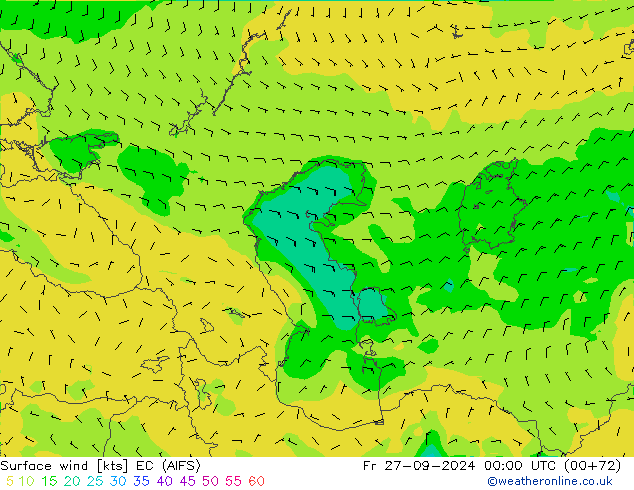 Surface wind EC (AIFS) Fr 27.09.2024 00 UTC