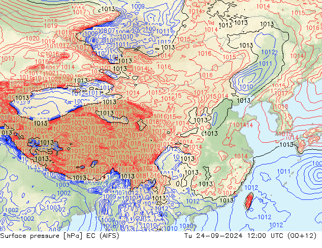 Atmosférický tlak EC (AIFS) Út 24.09.2024 12 UTC