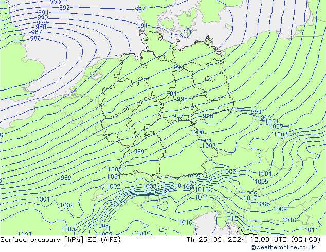 ciśnienie EC (AIFS) czw. 26.09.2024 12 UTC