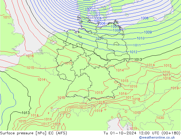 приземное давление EC (AIFS) вт 01.10.2024 12 UTC