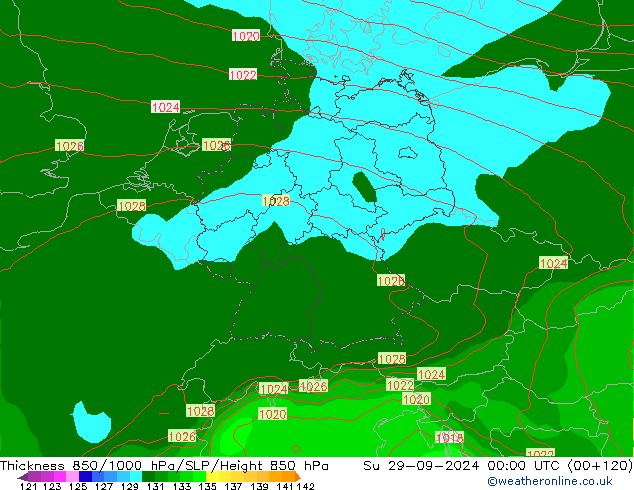 Thck 850-1000 hPa EC (AIFS) Ne 29.09.2024 00 UTC