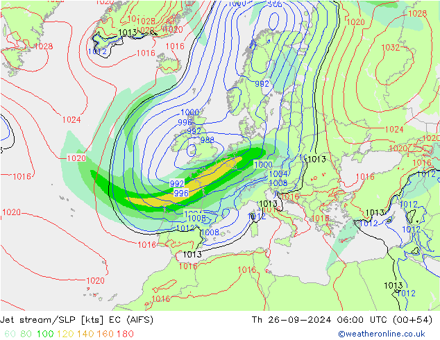 Jet stream/SLP EC (AIFS) Th 26.09.2024 06 UTC