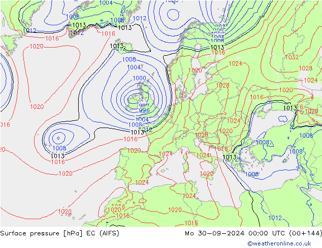 Atmosférický tlak EC (AIFS) Po 30.09.2024 00 UTC