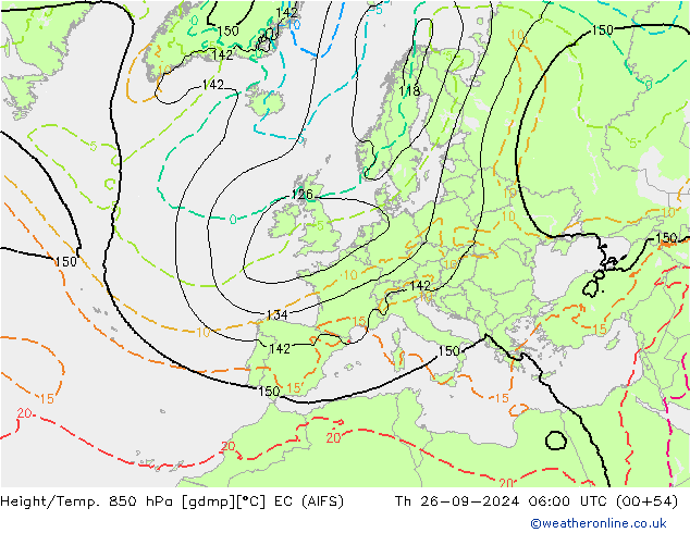 Height/Temp. 850 hPa EC (AIFS) Qui 26.09.2024 06 UTC