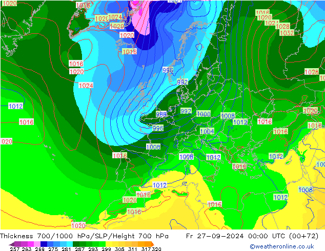 Dikte700-1000 hPa EC (AIFS) vr 27.09.2024 00 UTC