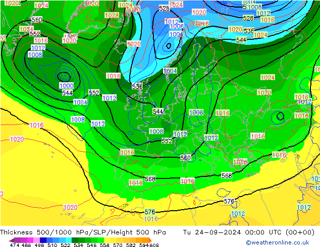 Thck 500-1000hPa EC (AIFS) 星期二 24.09.2024 00 UTC