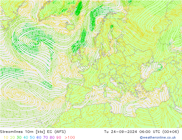 Linea di flusso 10m EC (AIFS) mar 24.09.2024 06 UTC