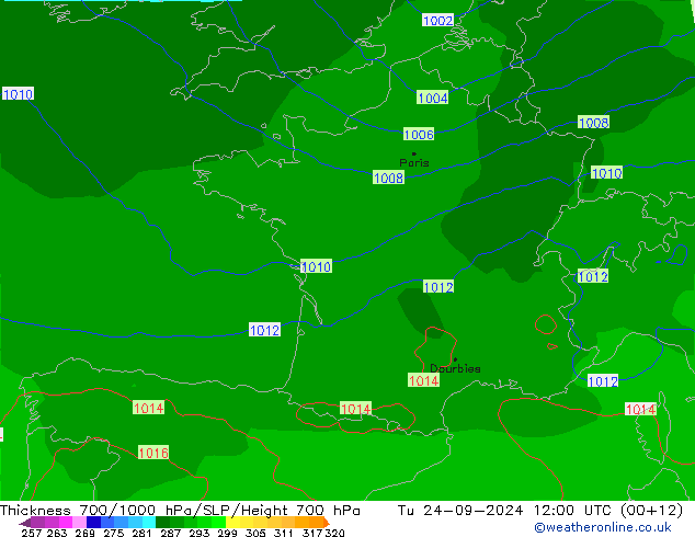 Thck 700-1000 hPa EC (AIFS) Tu 24.09.2024 12 UTC