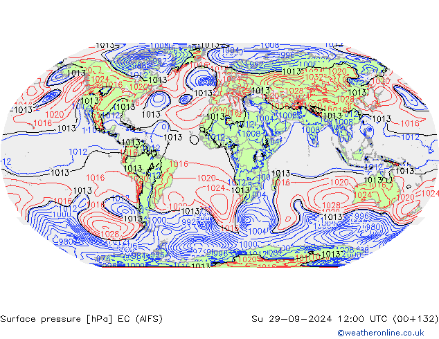 Surface pressure EC (AIFS) Su 29.09.2024 12 UTC