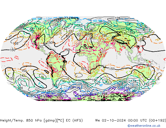 Height/Temp. 850 hPa EC (AIFS) St 02.10.2024 00 UTC