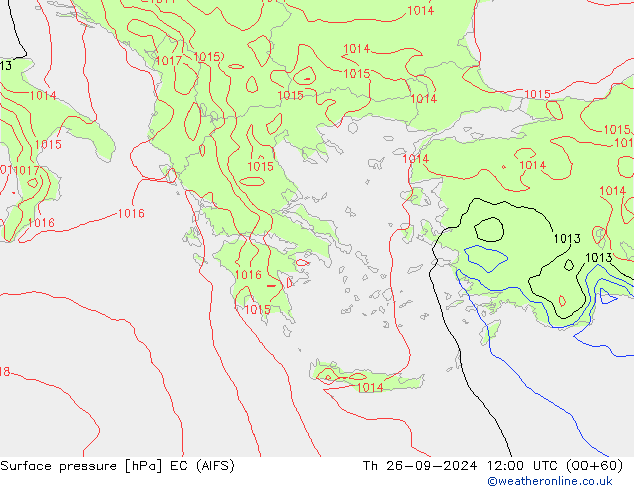 приземное давление EC (AIFS) чт 26.09.2024 12 UTC