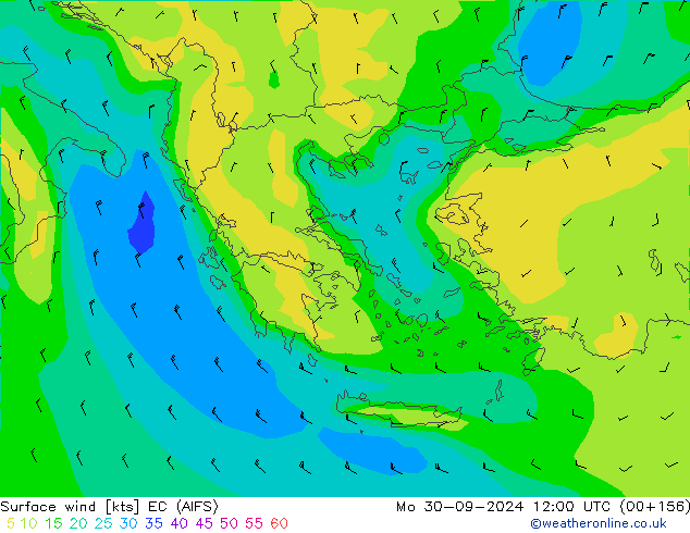 Vento 10 m EC (AIFS) Seg 30.09.2024 12 UTC