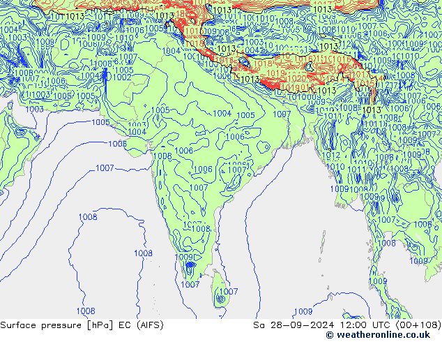 Pressione al suolo EC (AIFS) sab 28.09.2024 12 UTC