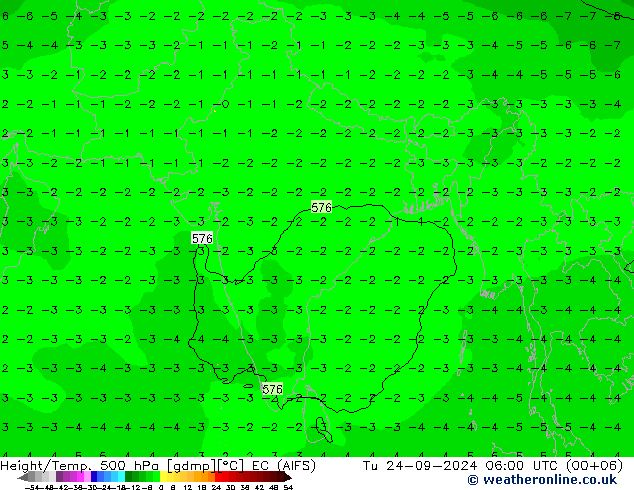 Height/Temp. 500 hPa EC (AIFS) Ter 24.09.2024 06 UTC