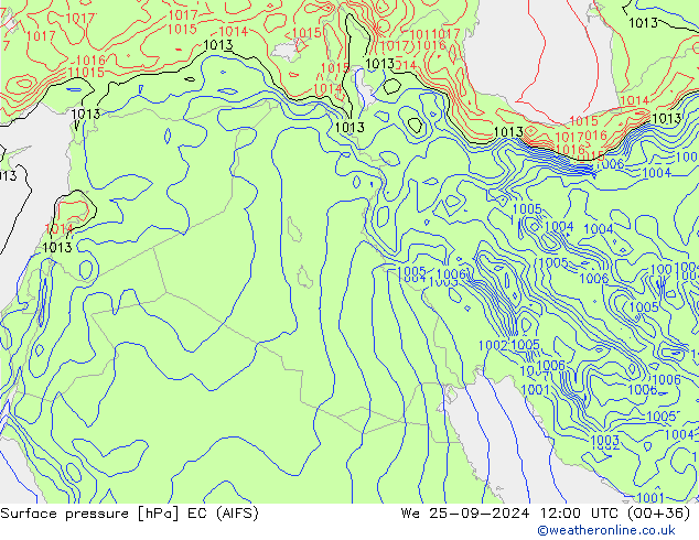 Surface pressure EC (AIFS) We 25.09.2024 12 UTC