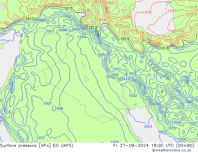 Surface pressure EC (AIFS) Fr 27.09.2024 18 UTC