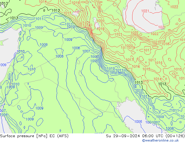 Atmosférický tlak EC (AIFS) Ne 29.09.2024 06 UTC