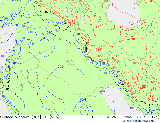 Surface pressure EC (AIFS) Tu 01.10.2024 06 UTC