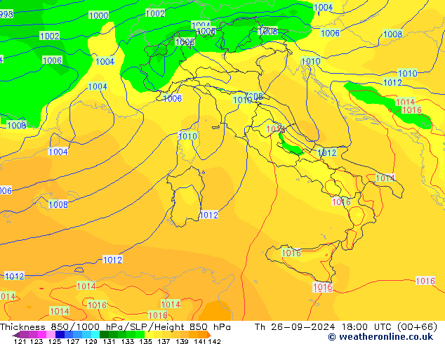 Thck 850-1000 hPa EC (AIFS) Th 26.09.2024 18 UTC