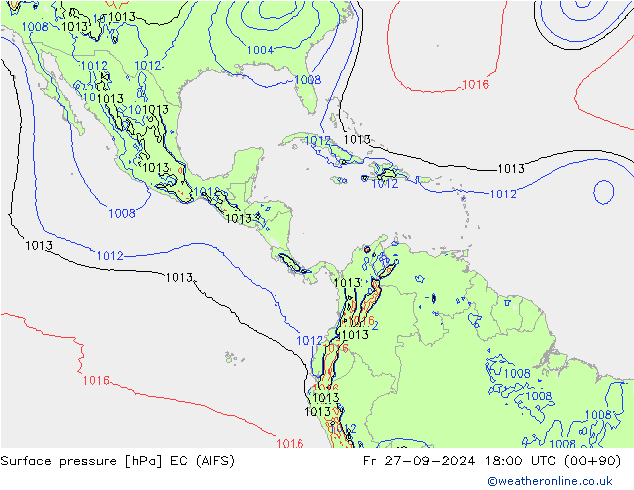 Pressione al suolo EC (AIFS) ven 27.09.2024 18 UTC