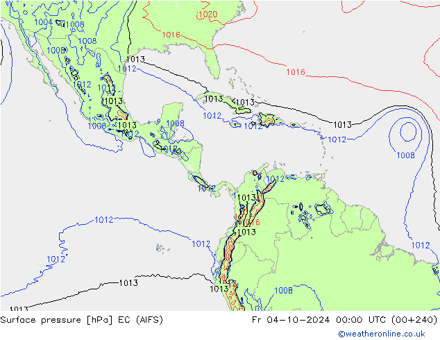 pression de l'air EC (AIFS) ven 04.10.2024 00 UTC