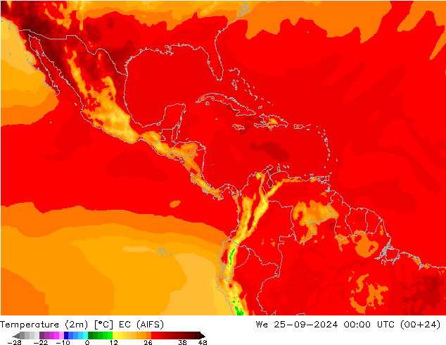 Temperatura (2m) EC (AIFS) mer 25.09.2024 00 UTC