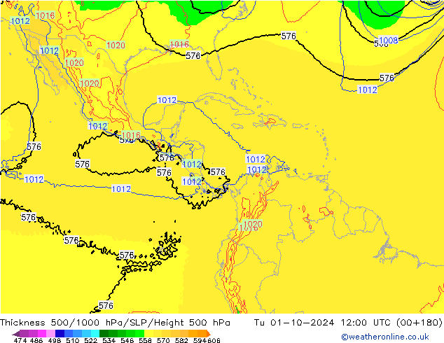 Thck 500-1000hPa EC (AIFS)  01.10.2024 12 UTC