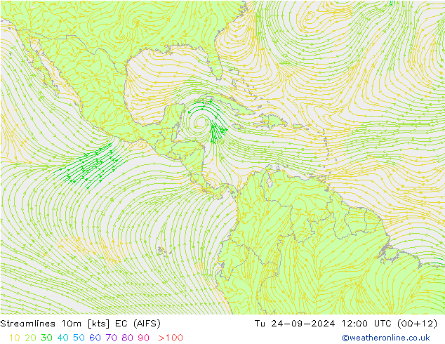 Linea di flusso 10m EC (AIFS) mar 24.09.2024 12 UTC