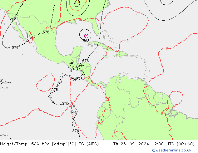 Height/Temp. 500 hPa EC (AIFS) Th 26.09.2024 12 UTC