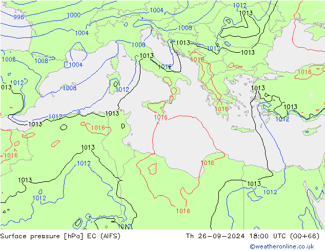 Presión superficial EC (AIFS) jue 26.09.2024 18 UTC