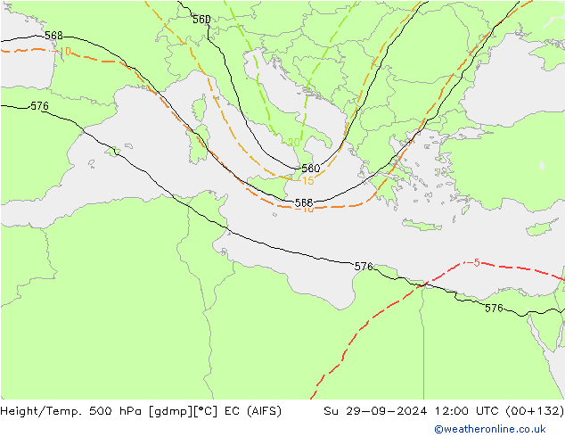 Height/Temp. 500 hPa EC (AIFS) Su 29.09.2024 12 UTC