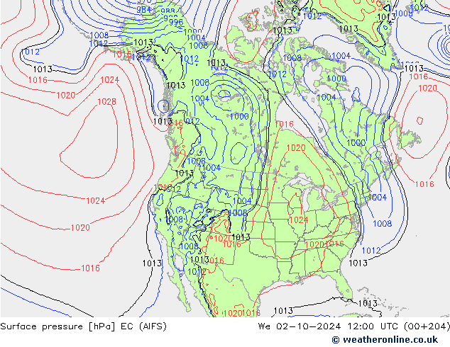 Luchtdruk (Grond) EC (AIFS) wo 02.10.2024 12 UTC