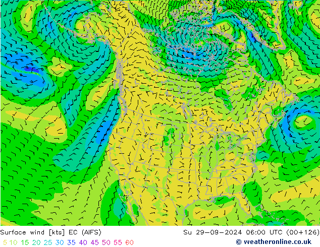 Wind 10 m EC (AIFS) zo 29.09.2024 06 UTC