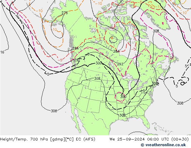 Height/Temp. 700 hPa EC (AIFS) We 25.09.2024 06 UTC