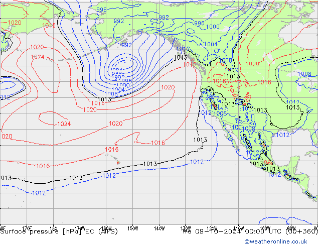 Presión superficial EC (AIFS) mié 09.10.2024 00 UTC