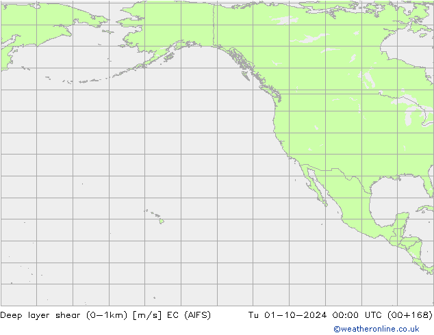 Deep layer shear (0-1km) EC (AIFS) Tu 01.10.2024 00 UTC