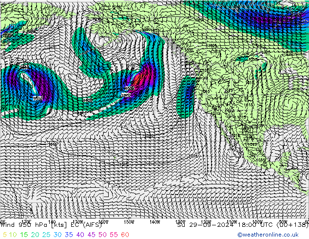 Vento 950 hPa EC (AIFS) dom 29.09.2024 18 UTC