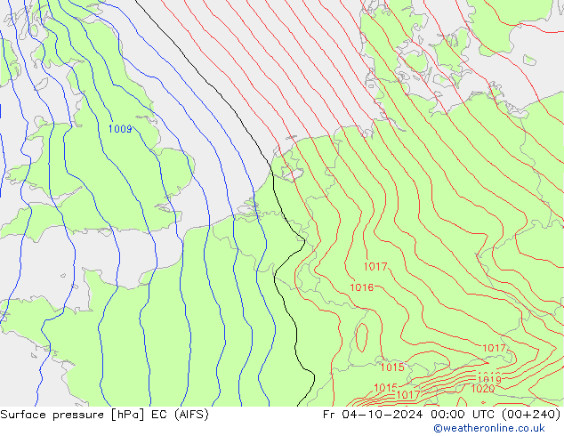 приземное давление EC (AIFS) пт 04.10.2024 00 UTC