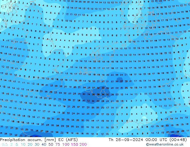 Precipitation accum. EC (AIFS) Th 26.09.2024 00 UTC