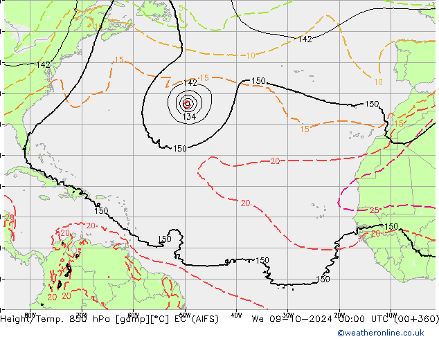 Height/Temp. 850 гПа EC (AIFS) ср 09.10.2024 00 UTC