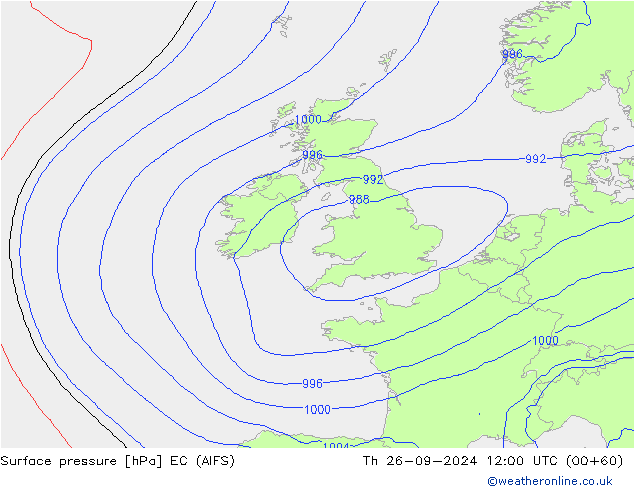 ciśnienie EC (AIFS) czw. 26.09.2024 12 UTC