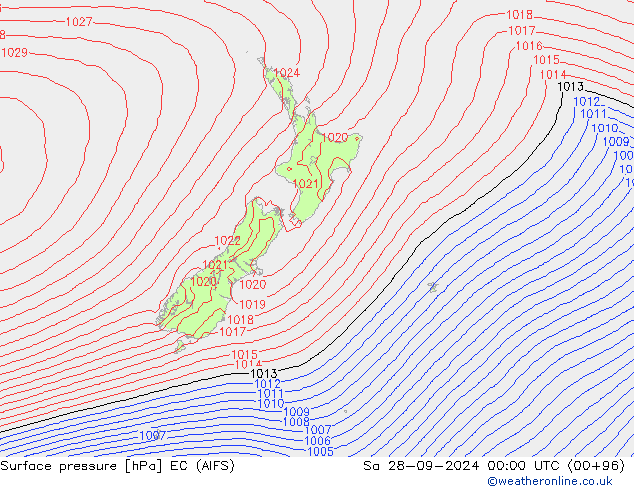 Surface pressure EC (AIFS) Sa 28.09.2024 00 UTC