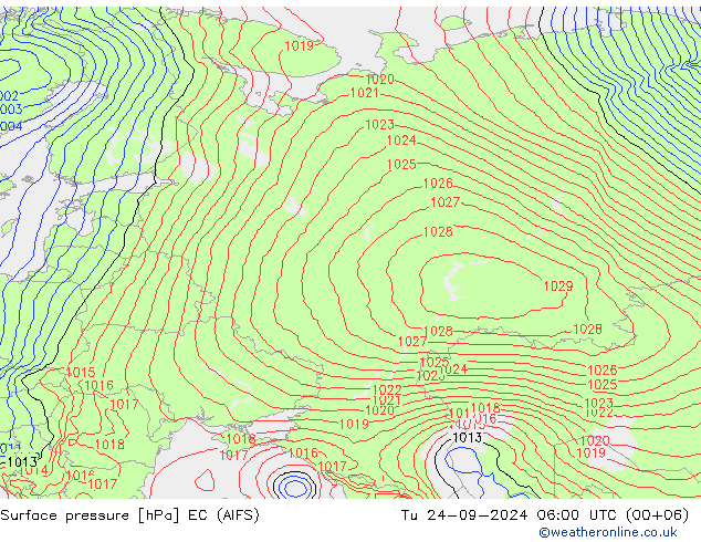 Surface pressure EC (AIFS) Tu 24.09.2024 06 UTC